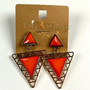 Triumph Costume Orange Triangle Dangle Earrings A-9